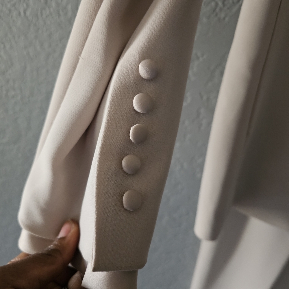 ALBERT NIPON Cream Ivory 2pc Suit Coat Blazer And Pants Set Size 8 - Picture 4 of 16
